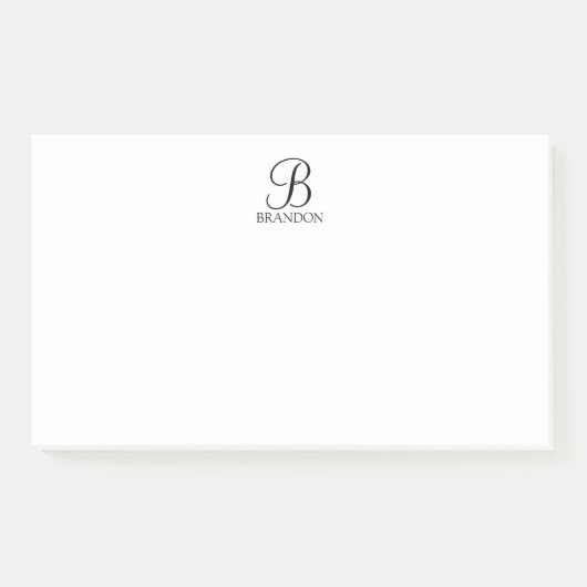 Personalisiertes Skriptmonogramm und Name Notepad Post-it Klebezettel (Vorderseite)