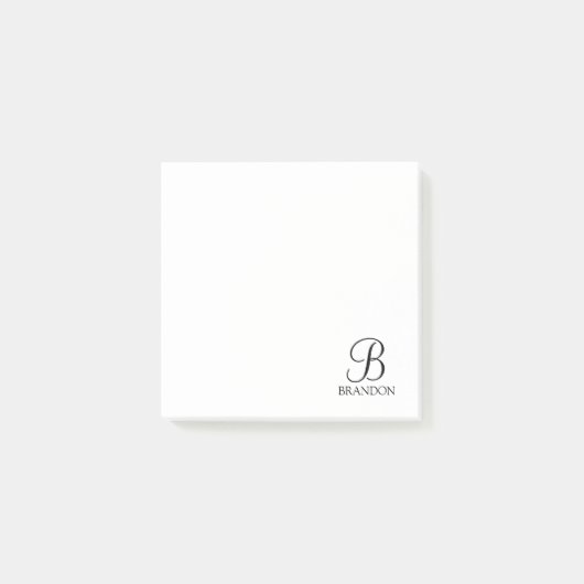 Personalisiertes Skriptmonogramm und Name Notepad Post-it Klebezettel (Vorderseite)