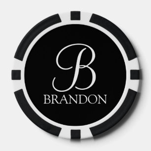 Personalisiertes Skriptmonogramm und Name Pokerchips