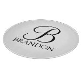 Personalisiertes Skriptmonogramm und Name Schneidebrett (Ecke)