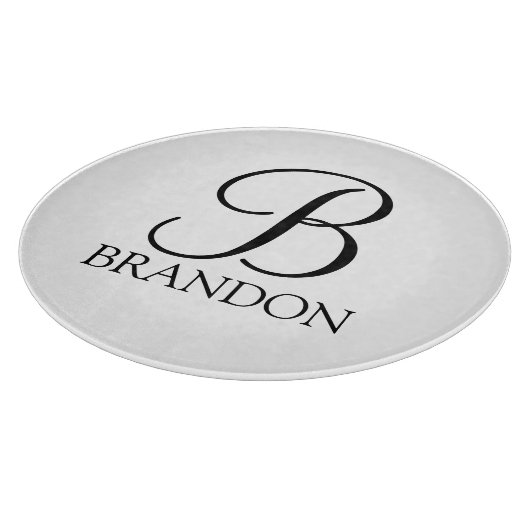 Personalisiertes Skriptmonogramm und Name Schneidebrett (Ecke)