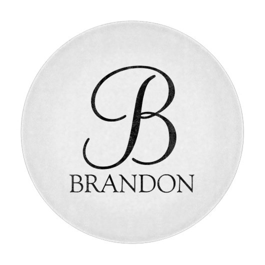 Personalisiertes Skriptmonogramm und Name Schneidebrett (Vorderseite)