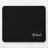 Personalisiertes Skriptmonogramm und Name Schwarz Mousepad (Vorne)