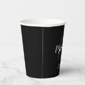 Personalisiertes Skriptmonogramm und Name Schwarz Pappbecher (Rechts)
