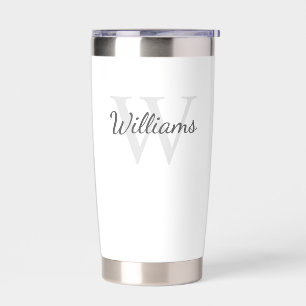 Personalisiertes Skriptmonogramm und Name Thermobecher