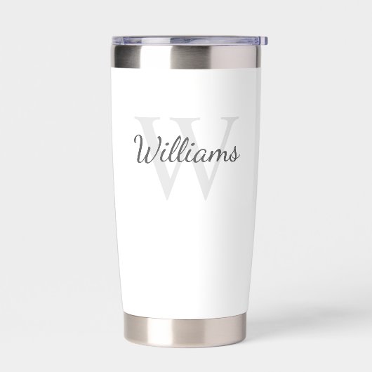 Personalisiertes Skriptmonogramm und Name Thermobecher (Links)