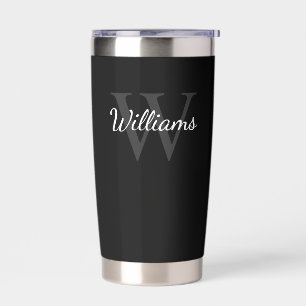 Personalisiertes Skriptmonogramm und Name Thermobecher