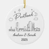 Personalisiertes Skyline Portland Ornament, Oregon Keramik Ornament (Vorne)