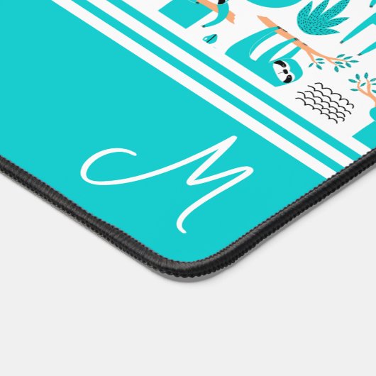 Personalisiertes Sloth Monogramm Schreibtischunterlage (Ecke)