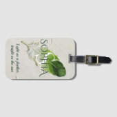 Personalisiertes Smaragdgrün-Feder-Monogramm Gepäckanhänger (Vorderseite (Horizontal))