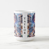 Personalisiertes Smart Anime Girl in der Bibliothe Kaffeetasse (Mittel)
