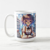 Personalisiertes Smart Anime Girl in der Bibliothe Kaffeetasse (Links)