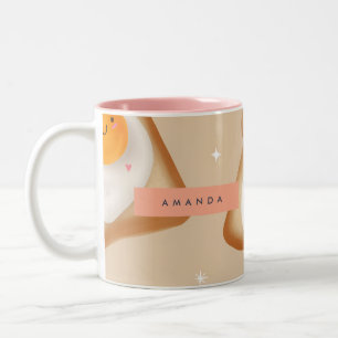 Personalisiertes Smiley Toast- und Eiermuster Zweifarbige Tasse