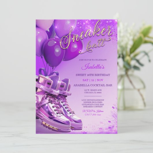 Personalisiertes Sneakermotiv Einladung (Stehend Vorderseite)