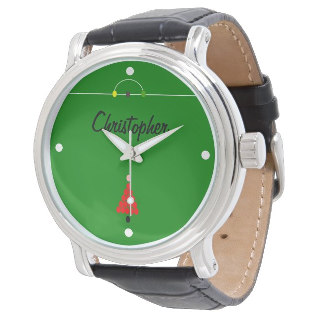 Personalisiertes Snooker-Design Armbanduhr (Schrägansicht)