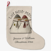 Personalisiertes Snow Couple (2 Seiten) Großer Weihnachtsstrumpf (Vorderseite)