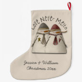 Personalisiertes Snow Couple (2 Seiten) Großer Weihnachtsstrumpf (Rückseite)