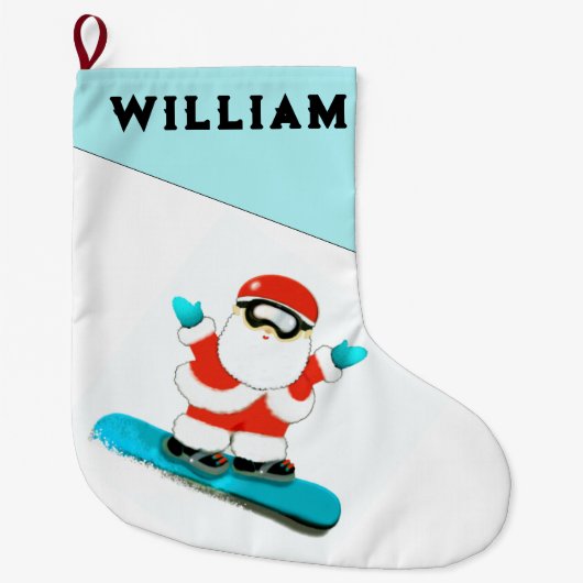 Personalisiertes Snowboarden Großer Weihnachtsstrumpf (Vorderseite)