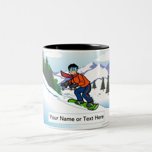 Personalisiertes Snowboarden - Männlicher Cartoon Zweifarbige Tasse (Mittel)