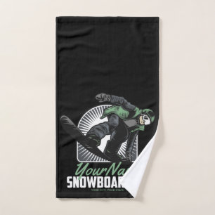 Personalisiertes Snowboarden-Schneefräßchen Badhandtuch Set
