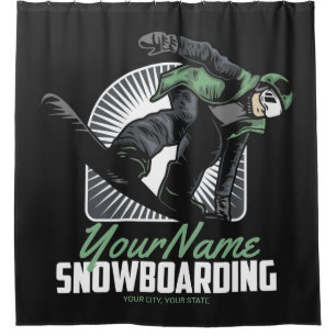 Personalisiertes Snowboarden-Schneefräßchen Duschvorhang
