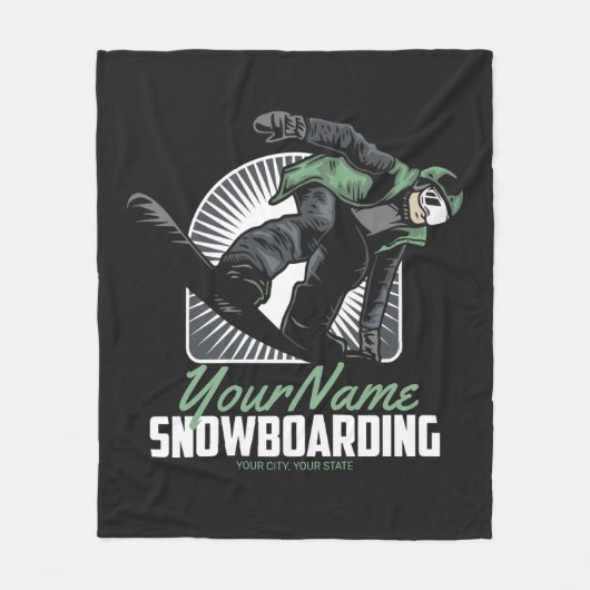 Personalisiertes Snowboarden-Schneefräßchen Fleecedecke (Vorderseite)