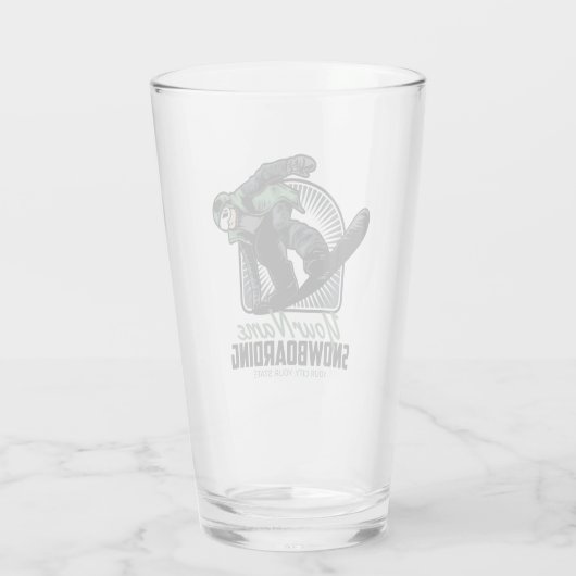 Personalisiertes Snowboarden-Schneefräßchen Glas (Rückseite)