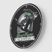 Personalisiertes Snowboarden-Schneefräßchen Große Wanduhr (Winkel)
