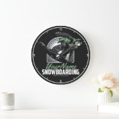 Personalisiertes Snowboarden-Schneefräßchen Große Wanduhr (Zuhause)