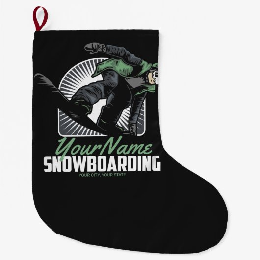 Personalisiertes Snowboarden-Schneefräßchen Großer Weihnachtsstrumpf (Vorderseite)