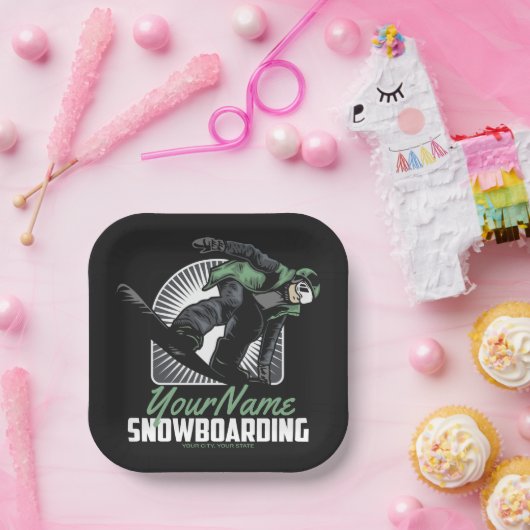 Personalisiertes Snowboarden-Schneefräßchen Pappteller (Party)