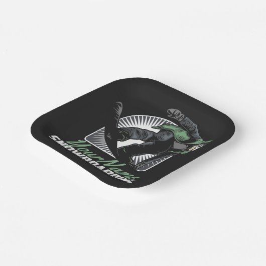 Personalisiertes Snowboarden-Schneefräßchen Pappteller (Gewinkelt)