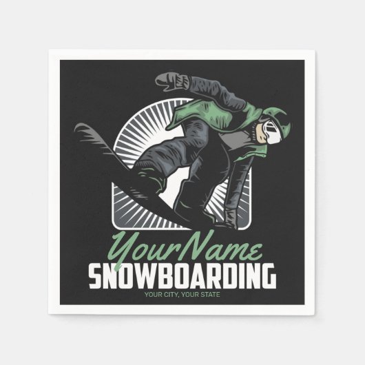 Personalisiertes Snowboarden-Schneefräßchen Serviette (Vorderseite)