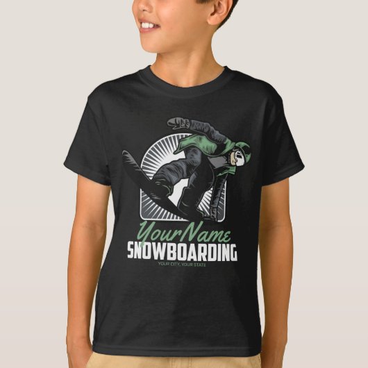 Personalisiertes Snowboarden-Schneefräßchen T-Shirt (Vorderseite)