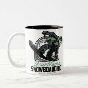 Personalisiertes Snowboarden Snow Boarder Shreddin Zweifarbige Tasse