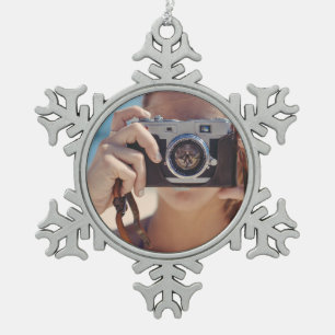 Personalisiertes Snowflake-Foto-Ornament, Schneeflocken Zinn-Ornament
