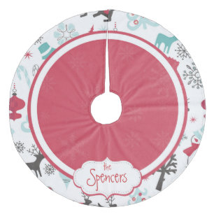 Personalisiertes Snowflake Weihnachtsbaumrock Fleece Weihnachtsbaumdecke
