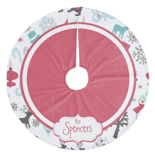 Personalisiertes Snowflake Weihnachtsbaumrock Fleece Weihnachtsbaumdecke (Vorderseite)