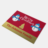 Personalisiertes Snowman-frohe Fußmatte (Schrägansicht)