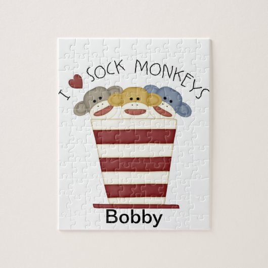 Personalisiertes Socken-Affe-Puzzlespiel /Toy Puzzle (Vertikal)