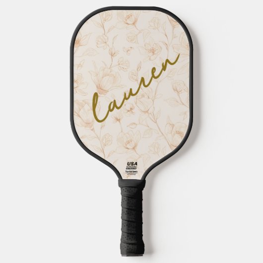 Personalisiertes Soft Florals Name Pickleball Desi Schläger (Vorderseite)