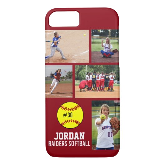 Personalisiertes Softball-Foto-Collagen-Namen-Team Case-Mate iPhone Hülle (Rückseite)