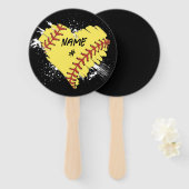 Personalisiertes Softball Herz Set von Handfans Fächer (Vorne und Hinten)