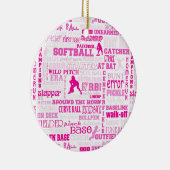 Personalisiertes Softball-Mädchen-Rosa 2 Keramik Ornament (Rechts)