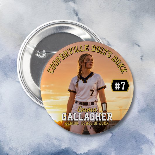 Personalisiertes Softball-Spielerfoto Button