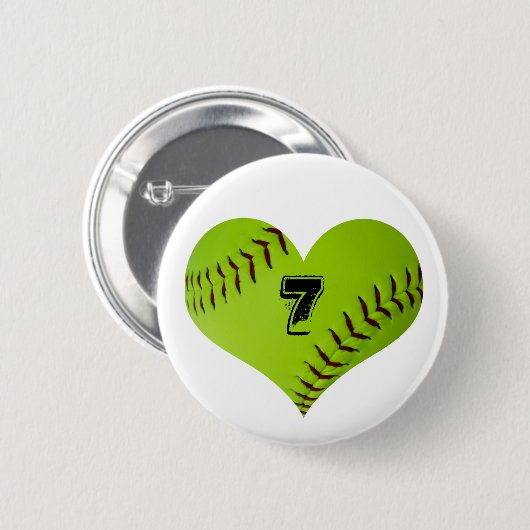 Personalisiertes Softballherz Button (Vorne & Hinten)