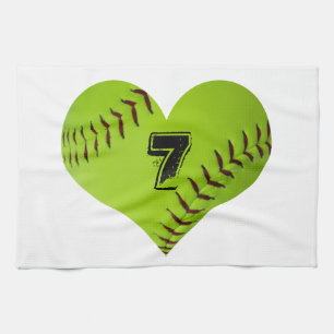Personalisiertes Softballherz Küchentuch