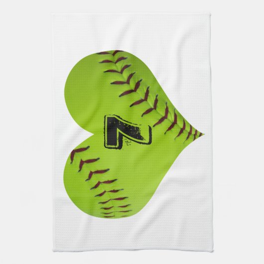 Personalisiertes Softballherz Küchentuch (Vertikal)
