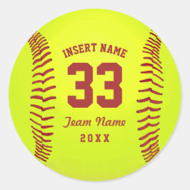Personalisiertes Softballteam Runder Aufkleber