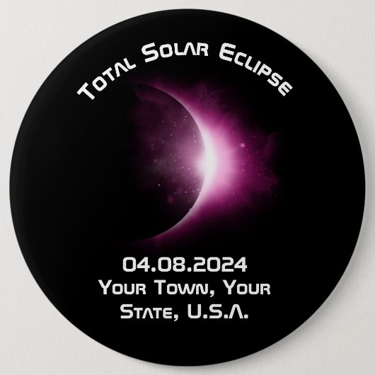 Personalisiertes Solar Eclipse Button 2024 Zurück (Vorderseite)